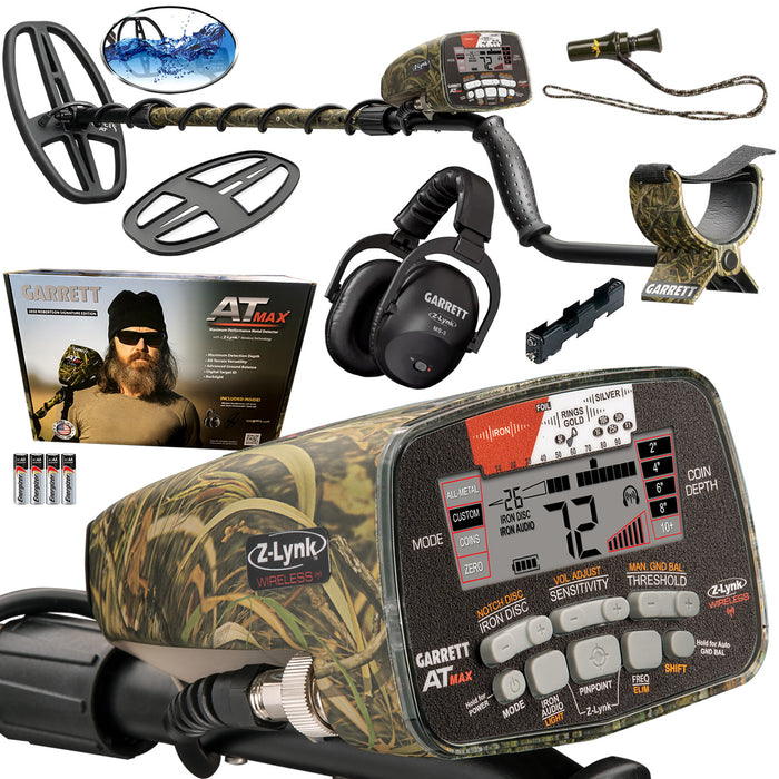 Garrett AT MAX Jase Robertson Edition Waterproof Metal Detector, Wireless Headphones, Waterproof