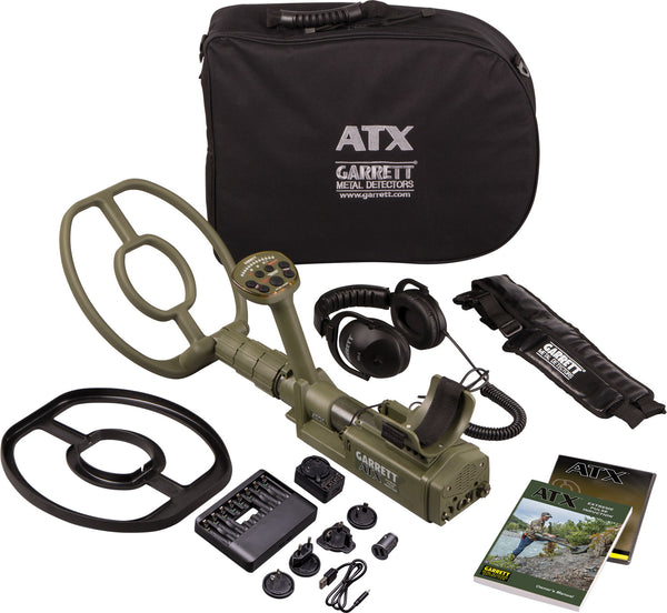 Garrett ATX pulse induction metal detector with 10x12 inch open DD search coil