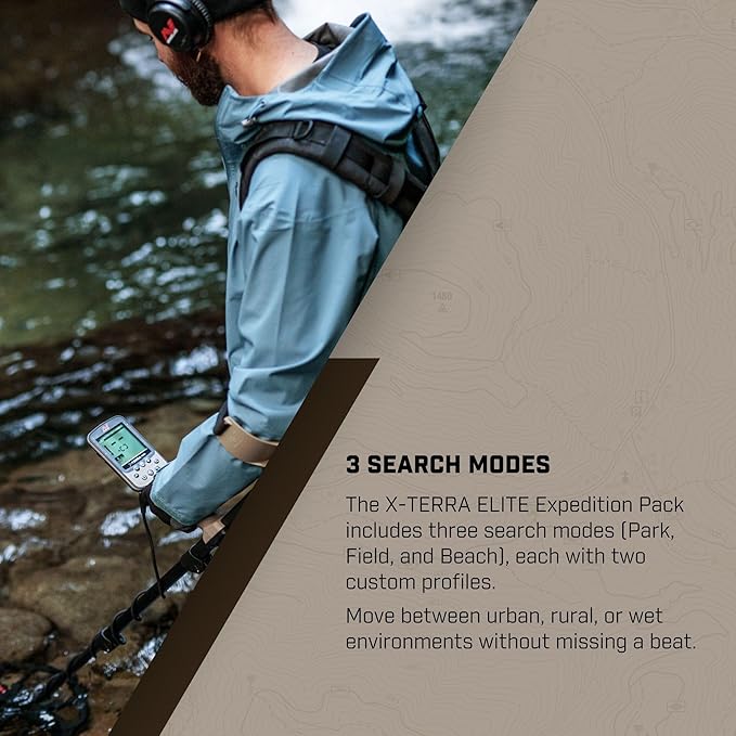 Minelab X-Terra Elite 2 Coil EXPEDITION PACK Multi-Frequency Waterproof Metal Detector with Wireless Headphones, Adventure pack, Bagpack and Pro-Find 40 Pinpointer