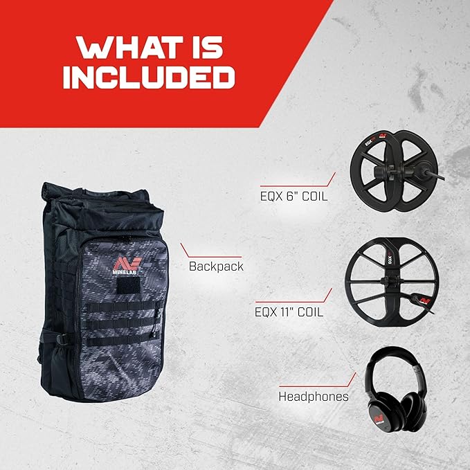 Minelab Equinox 900 Waterproof Multi-Frequency Metal Detector with 11", 6" DD Coils and Bagpack