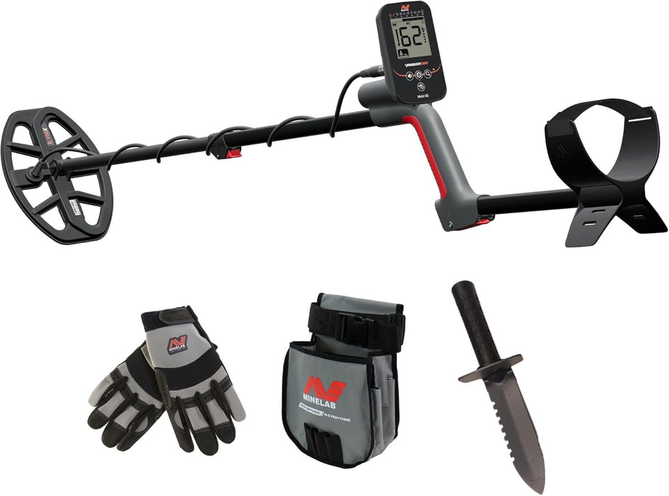 Minelab Vanquish 360 Multi-Frequncy Waterproof Metal Detector Adventure Pack With Diggier, Pouch, & Gloves