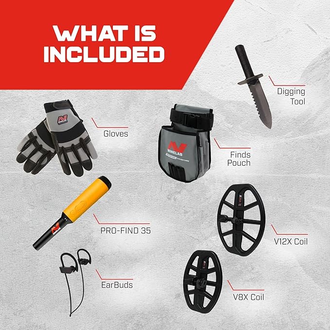 Minelab Vanquish 560 Pro Pack Metal Detector Adventure Pack with PRO-FIND 35 Pinpointer, Digging Tool, Finds Pouch, and Gloves