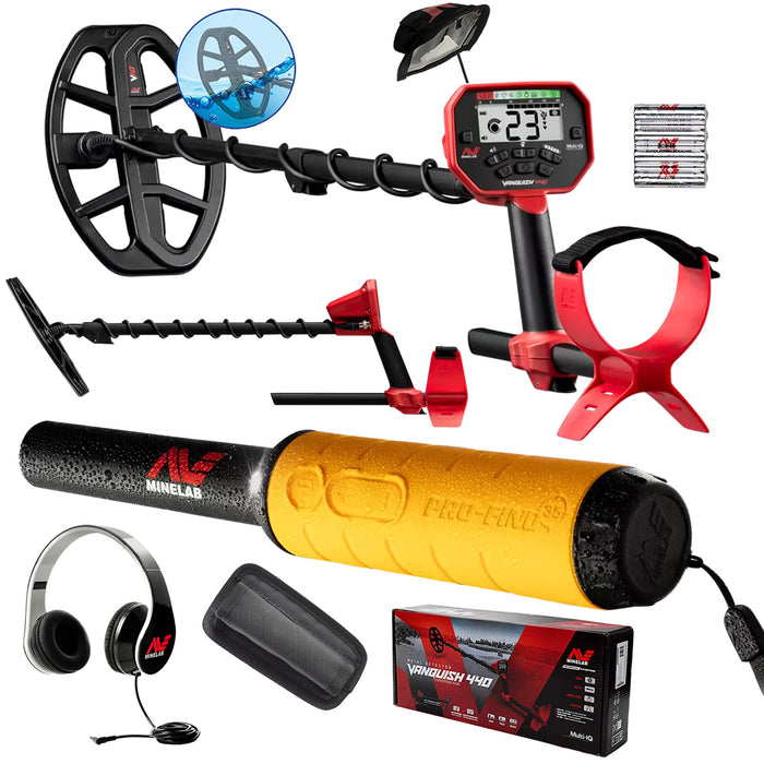 Minelab Vanquish 440 with Pro-Find 35 Pinpointer, Headphones, 10" Coil with Cover