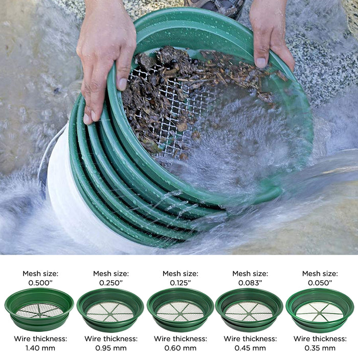 5 Piece Sifting Pans | Stackable Gold Pans | Detector Warehouse