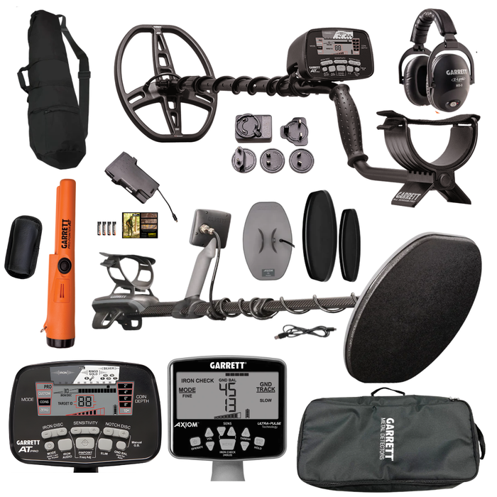 Memorial Day Bundle - Garrett Axiom Pro + Garrett AT Pro + Garrett Pinpointer + Garrett AP Bag