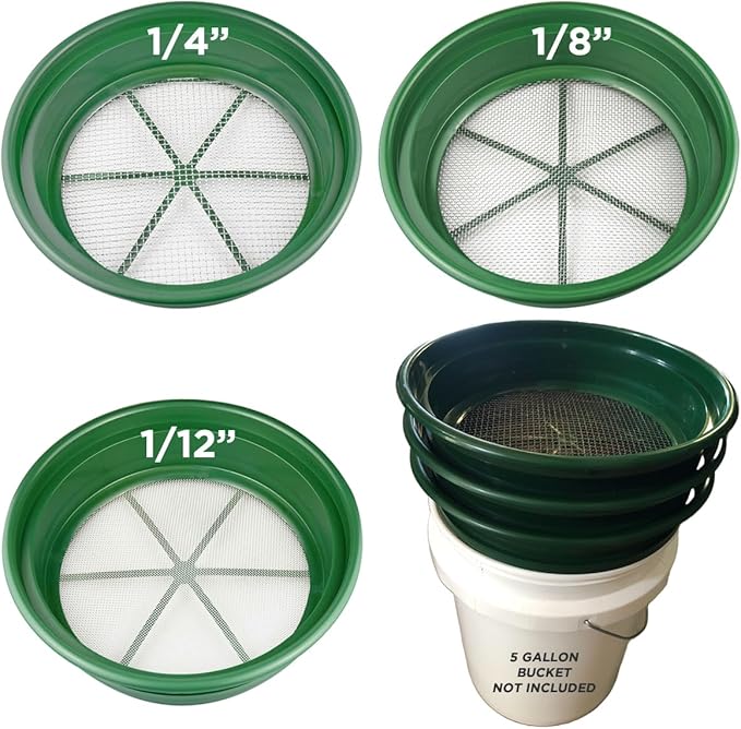 Stackable Classifer 12 Piece Black Gold Pan Kit | Deluxe Gold Pan | Detector Warehouse