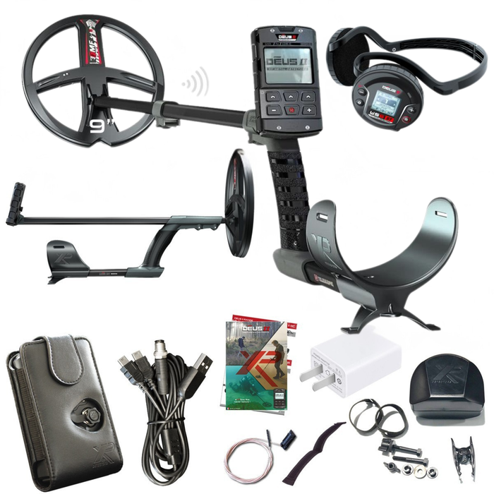 XP Deus II Stereo (Full) with 9" Coil - FMF Metal Detector Remote Control & WS6 ST Headphones