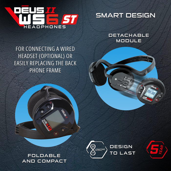 XP DEUS II New Stereo (Full) Metal Detector with 11" FMF Coil, Remote Control & WS6-ST Stereo Headphones