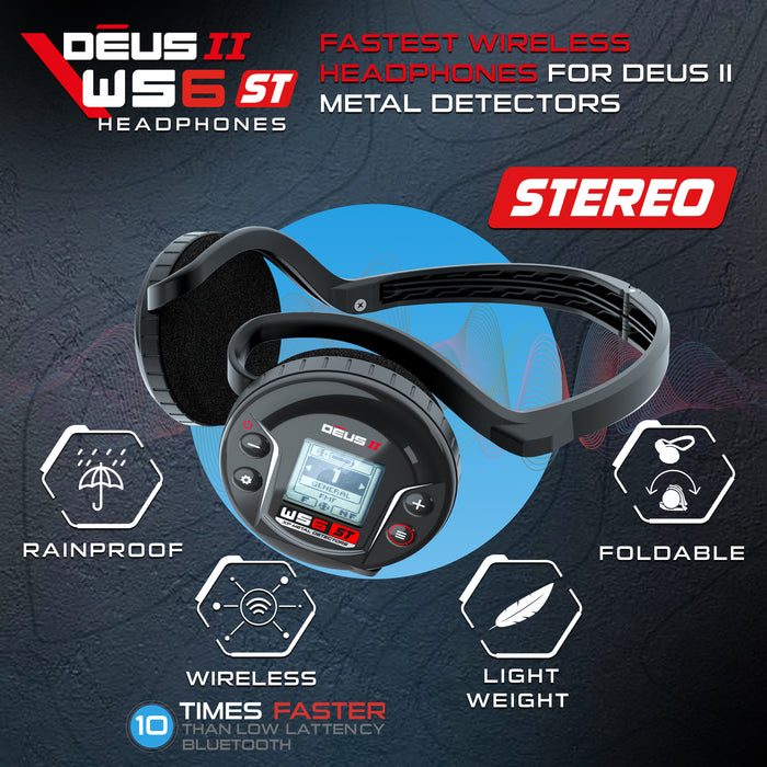 XP DEUS II New Stereo (Full) Metal Detector with 11" FMF Coil, Remote Control & WS6-ST Stereo Headphones