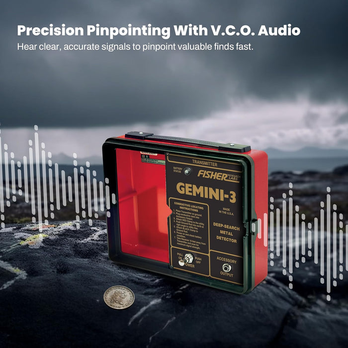 Fisher Gemini 3 Lightweight Cache Finder Metal Detector With Inductive Search & Trace Modes