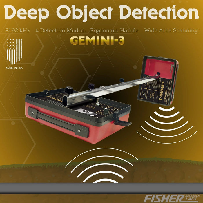 Fisher Gemini 3 Lightweight Cache Finder Metal Detector With Inductive Search & Trace Modes