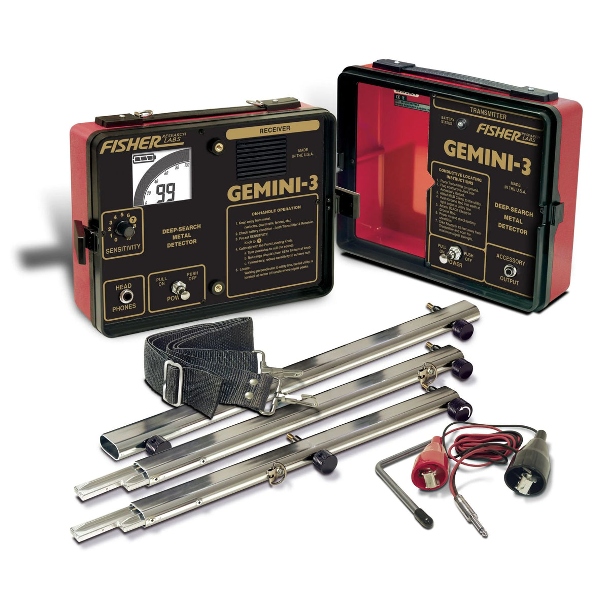 Fisher Gemini 3 Lightweight Cache Finder Metal Detector With