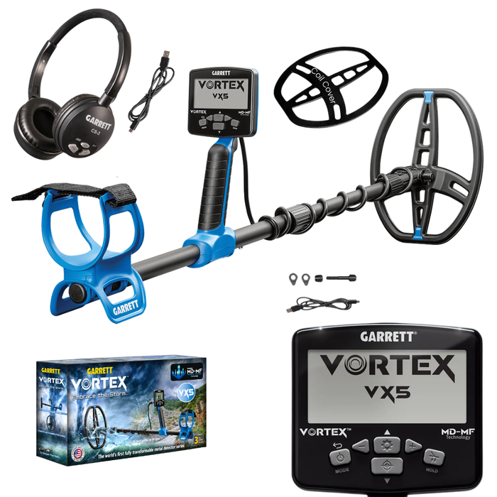 Garrett Vortex VX5 Multi-Frequency Waterproof Metal Detector With CS-3 Z-Lynk Wireless Headphones