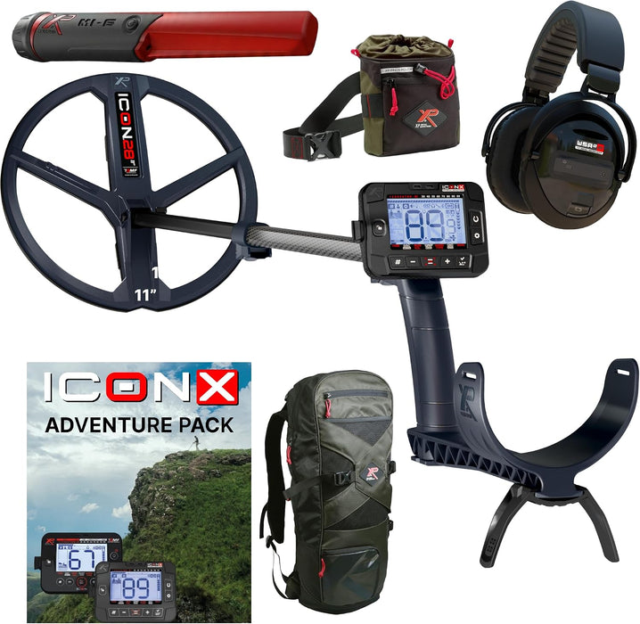 XP ICON-X Adventure Pack: FMF Metal Detector with Remote control, ICON 11" FMF Coil, WSA XL ST Headphones + XP Pouch + Backpack 240 + MI-6