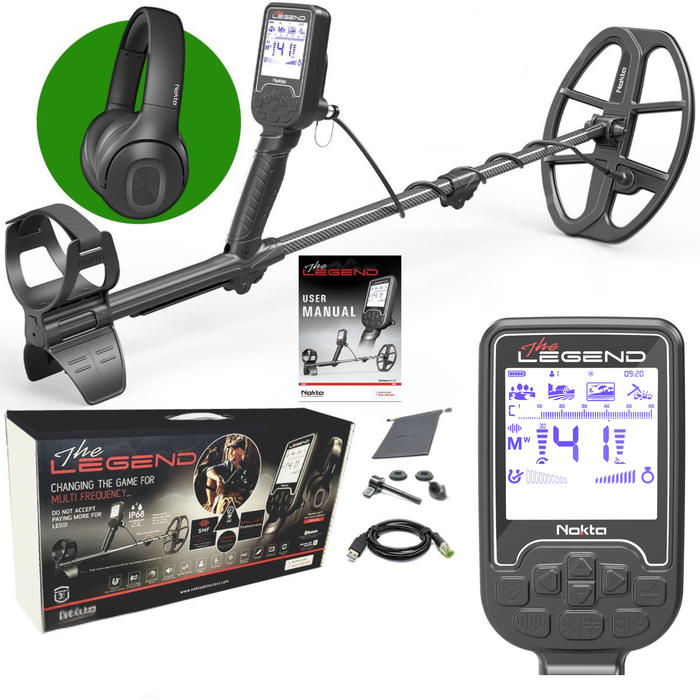 Nokta Legend "Next Generation" Multi-Frequency Waterproof Metal Detector with Wireless Headphones