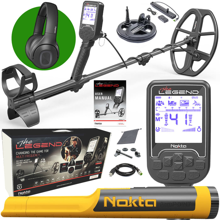 Nokta Legend "Next Generation" PRO PACK Multi-Frequency Waterproof Metal Detector with 12"x9" LG30 and 6" Coils and Pinpointer
