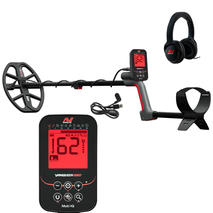Minelab Vanquish 560 Metal Detector – Multi-IQ™ Simultaneous Frequency, Waterproof Metal Detector With Wired Headphones - Supports  Wireless Audio