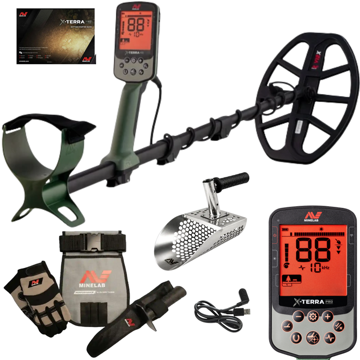 Minelab X-Terra Pro Waterproof Metal Detector Beach Bundle With Adventure Pack & Sand Scoop - Special Price