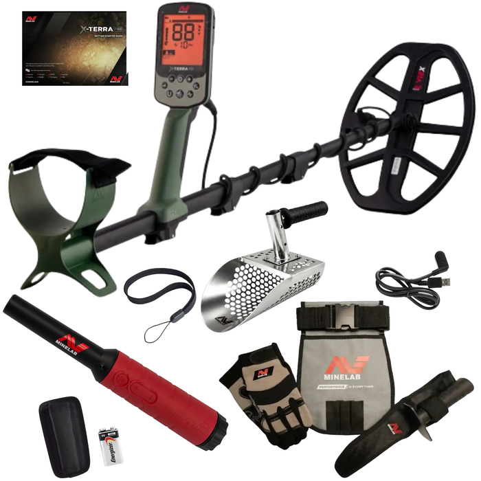 Minelab X-Terra Pro Waterproof Metal Detector Beach Bundle with Pro-Find 40 Pinpointer - Race To The Realm Exclusive Price