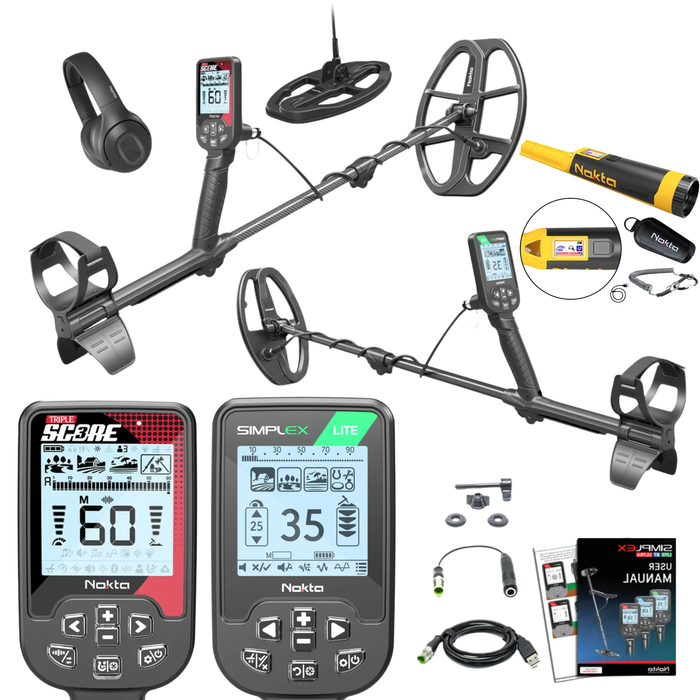 Valentines Starter Couple Bundle - Nokta Simplex Ultra + Nokta Legend Pro Pack Metal Detectors With Free Pinpointer & Accessories