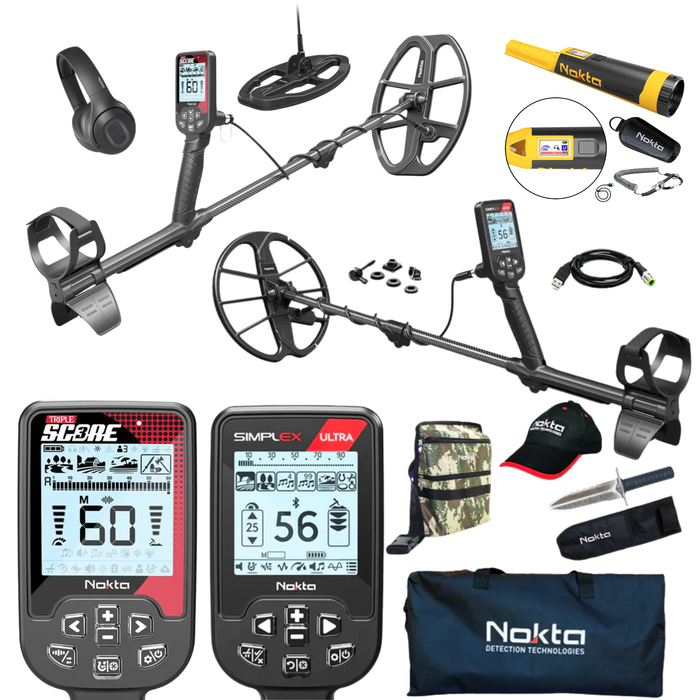 Valentine's Couple Bundle - Nokta Score 3 (Triple Score) Metal Detector + Nokta Simplex Ultra With Free Accessories & Pinpointer