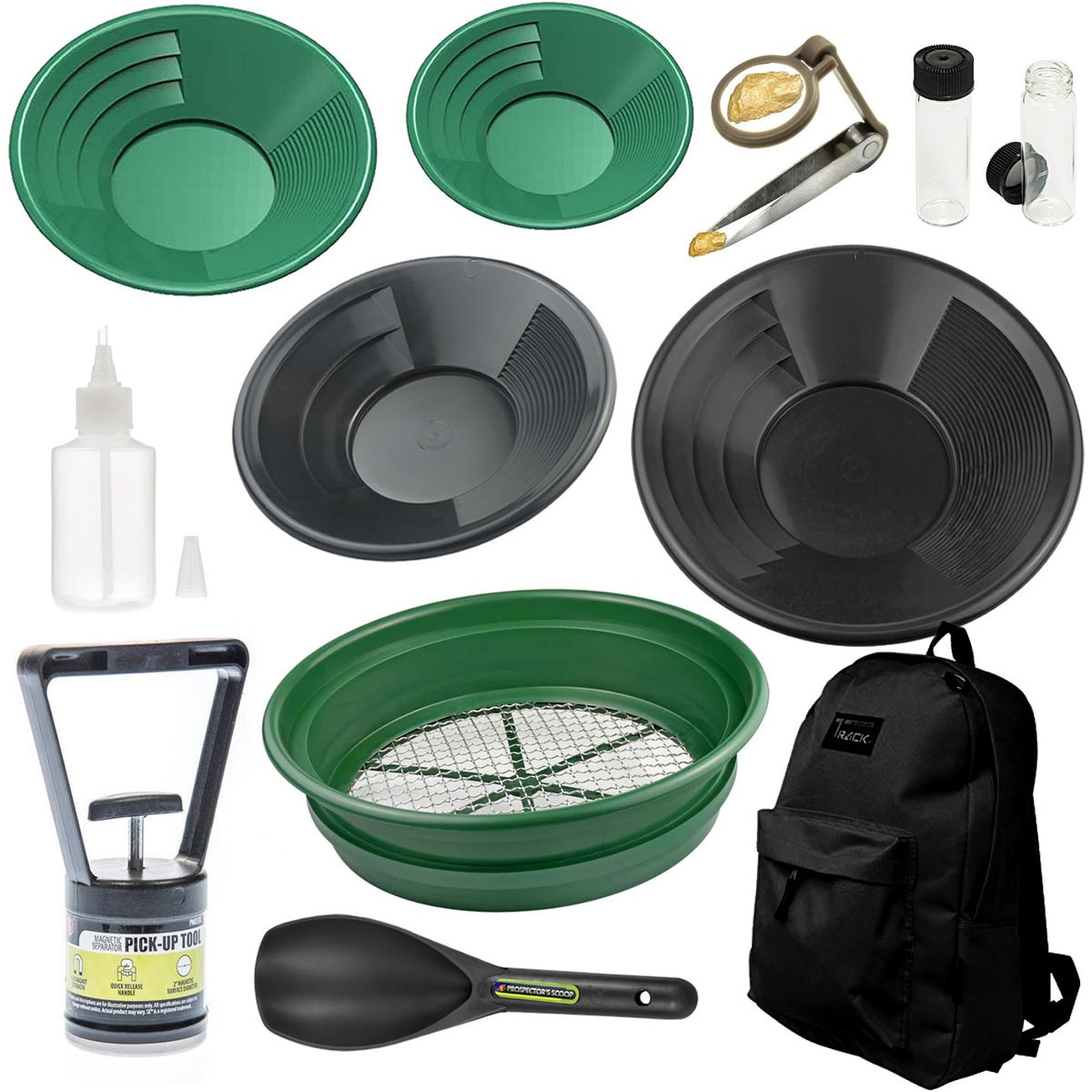  Sluice Monkey 12 Green & Black Gold Pan Panning Kit with  Sniffer & Vial : Patio, Lawn & Garden