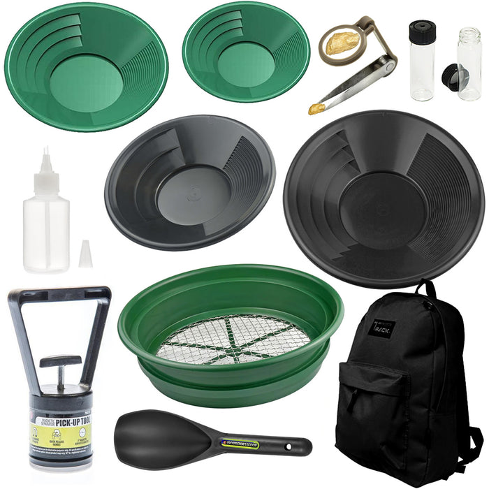12 Piece Deluxe Gold Pan Kit with Backpack