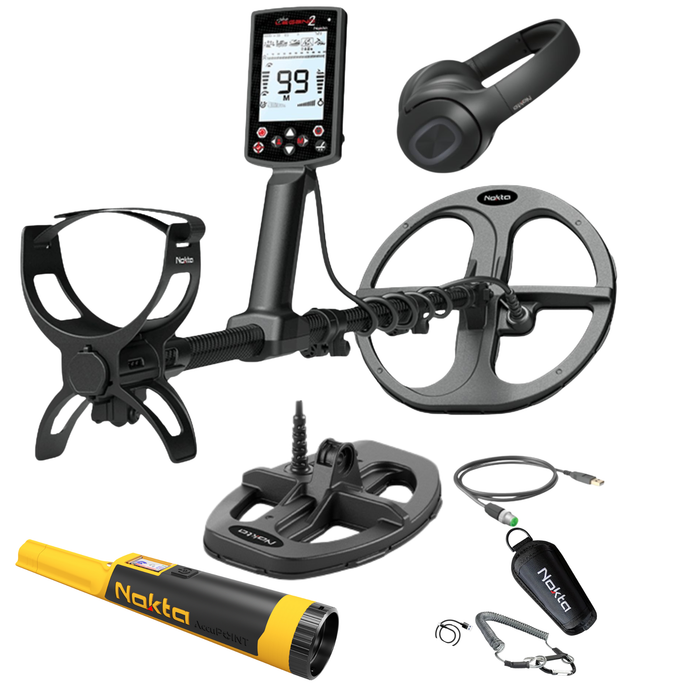 Nokta Legend 2 Metal Detector With 2 Coils, Wireless Headphones, and Accupoint Pinpointer - New Simultaneous Multi-Frequency, Lightweight Waterproof Metal Detector