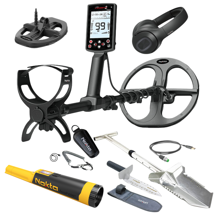 Nokta Legend 2 Metal Detector with 2 Coils, Headphones, Accupoint, Premium Digger, and Shovel