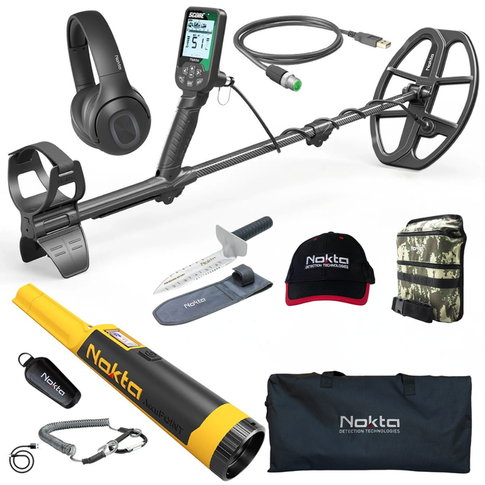Nokta Score Waterproof, Multi-Frequency Metal Detector with Wireless Headphones and Accupoint Pinpointer