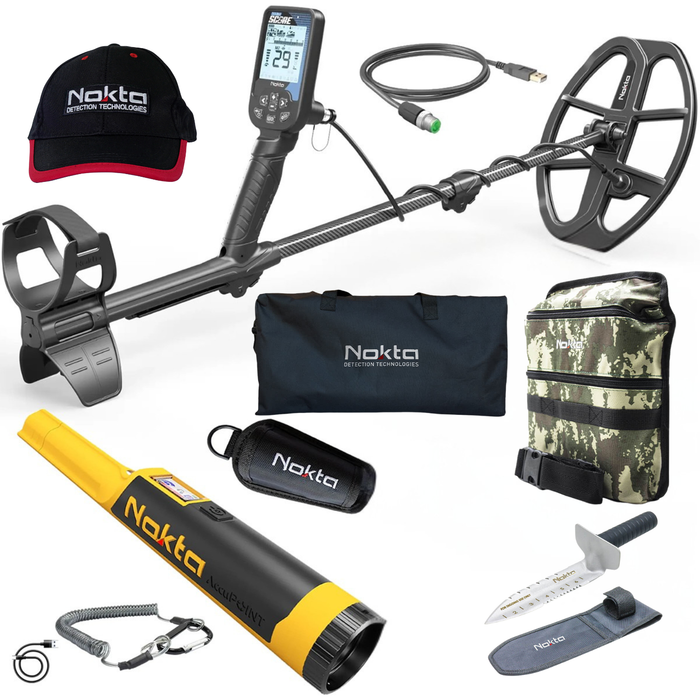 Nokta Score 2 (Double Score) Waterproof, Multi-Frequency Metal Detector with Accupoint Pinpointer, Free Digger, Pouch, Bag, and Cap