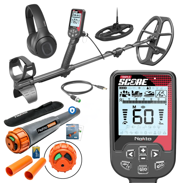 Nokta Score 3 (Triple Score) 2 Coil, Pro Pack, Waterproof, Multi-Frequency Metal Detector With Waterproof Pinpointer