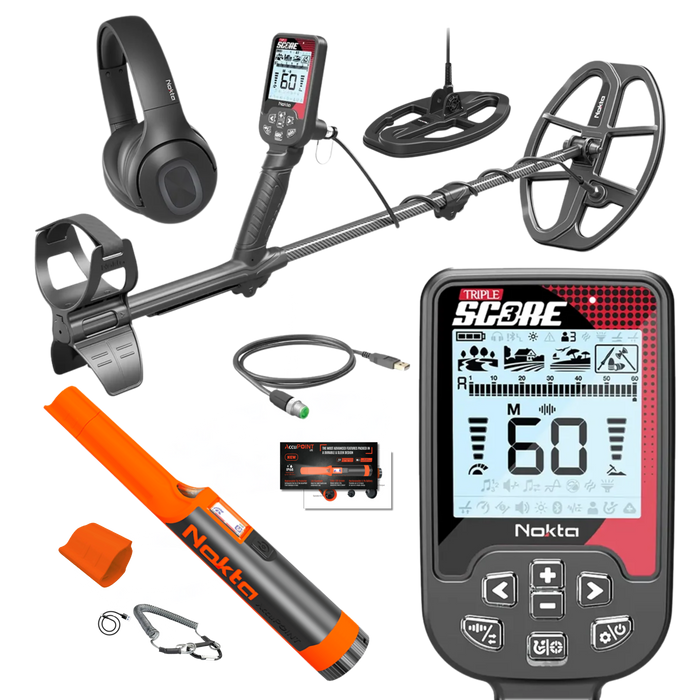 Nokta Score 3 (Triple Score) 2 Coil, Pro Pack, Waterproof, Multi-Frequency Metal Detector With Free Pinpointer