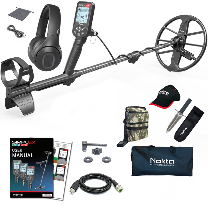 Nokta Simplex ULTRA Next Generation Waterproof Metal Detector with Wireless Bluetooth Headphones And Free Accessories