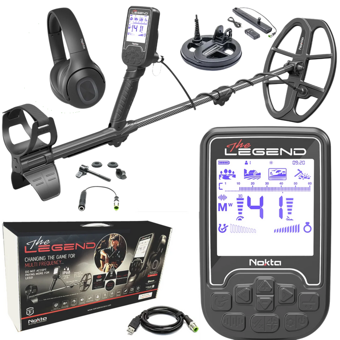 Nokta Legend "Next Generation" PRO PACK Multi-Frequency Waterproof Metal Detector with 12"x9" LG30 and 6" Coils