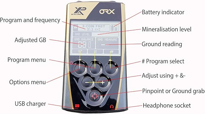 XP ORX Metal Detector With 9" HF Searchcoil, S-TELESCOPIC Lite Stem, Remote Control, and  WSAUDIO Headphones