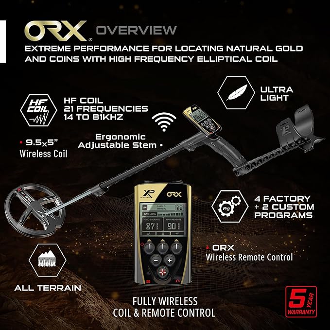 XP ORX Metal Detector With 11" Searchcoil, S-TELESCOPIC Lite Stem, Remote Control and WSAUDIO Headphones