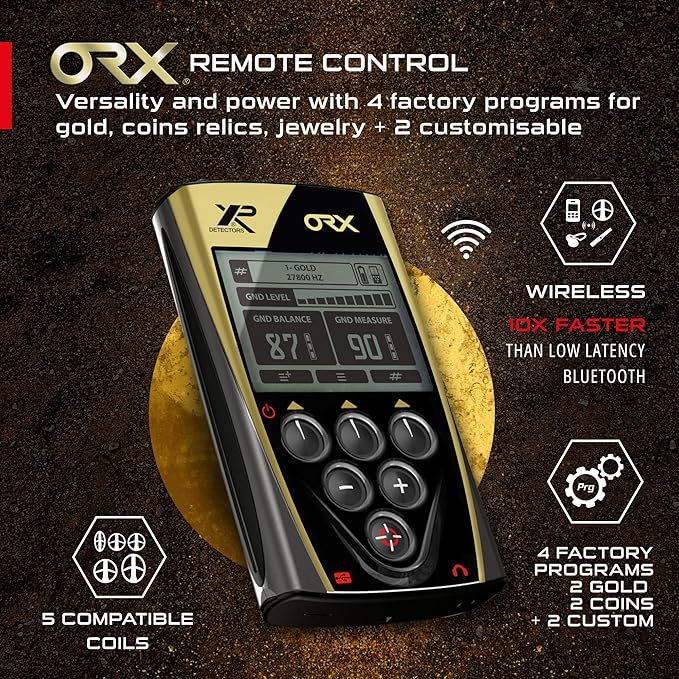 XP ORX RC Gold Prospecting Metal Detector With 9.5x5 Inch Elliptical HF Coil and MI-6 Pinpointer