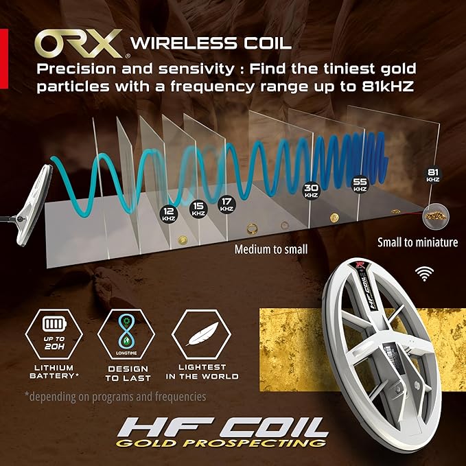 XP ORX RC Gold Prospecting Metal Detector With 9.5x5 Inch Elliptical HF Coil and MI-6 Pinpointer