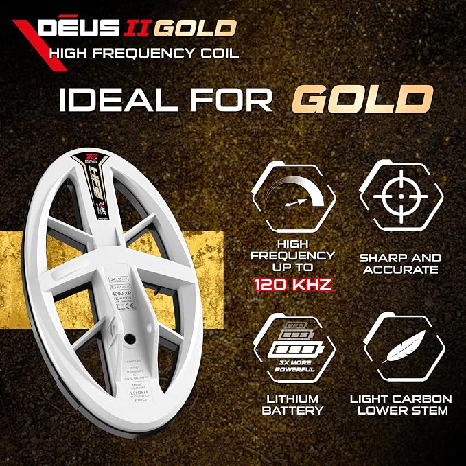 XP DEUS II Gold Metal Detector with 9.5" x 5" HF2 Coil, Remote Control & WSA ST Stereo Headphone