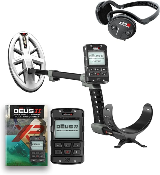 XP DEUS II Gold Metal Detector with 9.5" x 5" HF2 Coil, Remote Control & WSA ST Stereo Headphone