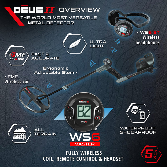 XP Deus II WS6 Master FMF Metal Detector with 11" Coil