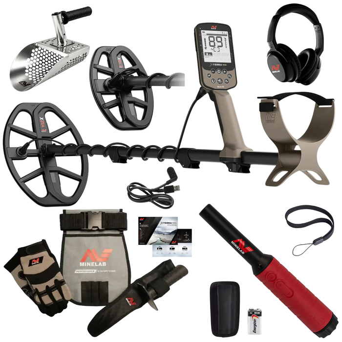 Minelab X-Terra Elite 2 Coil EXPEDITION PACK Multi-Frequency Waterproof Metal Detector with Wireless Headphones and Pro Find 40 Waterproof Pinpointer + FREE Adventure Pack & Sand Scoop