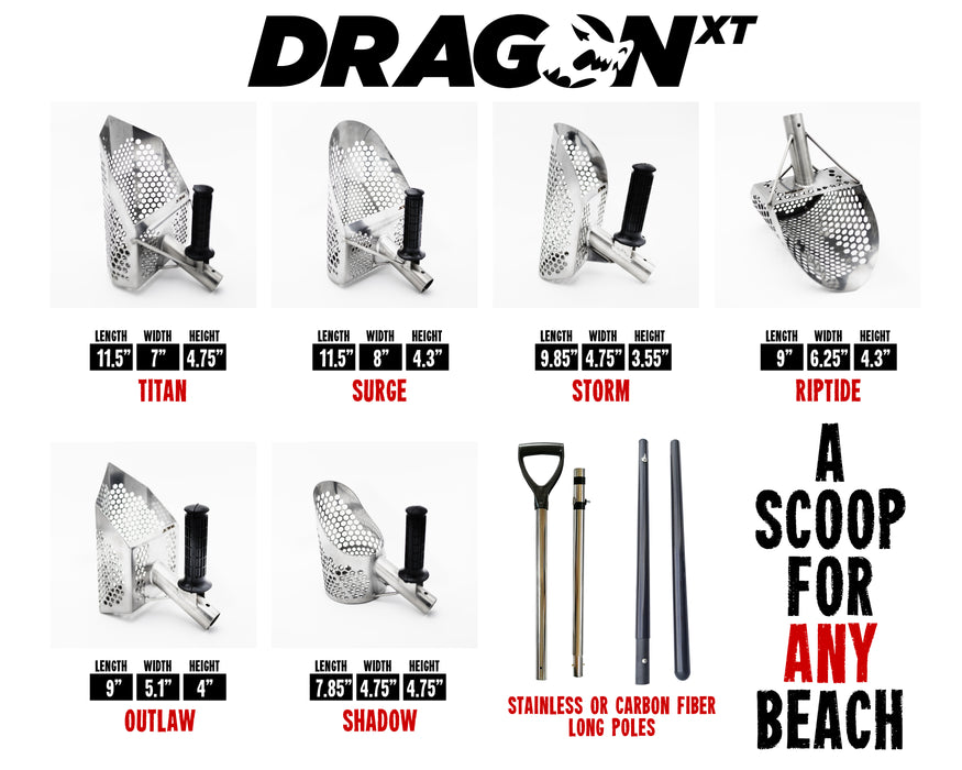 DragonXT Surge Premium Stainless Steel Sand Scoop with Front Handle