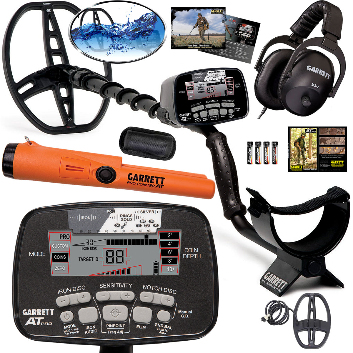 Garrett AT PRO Metal Detector with 2 COILS + Pro-Pointer AT 