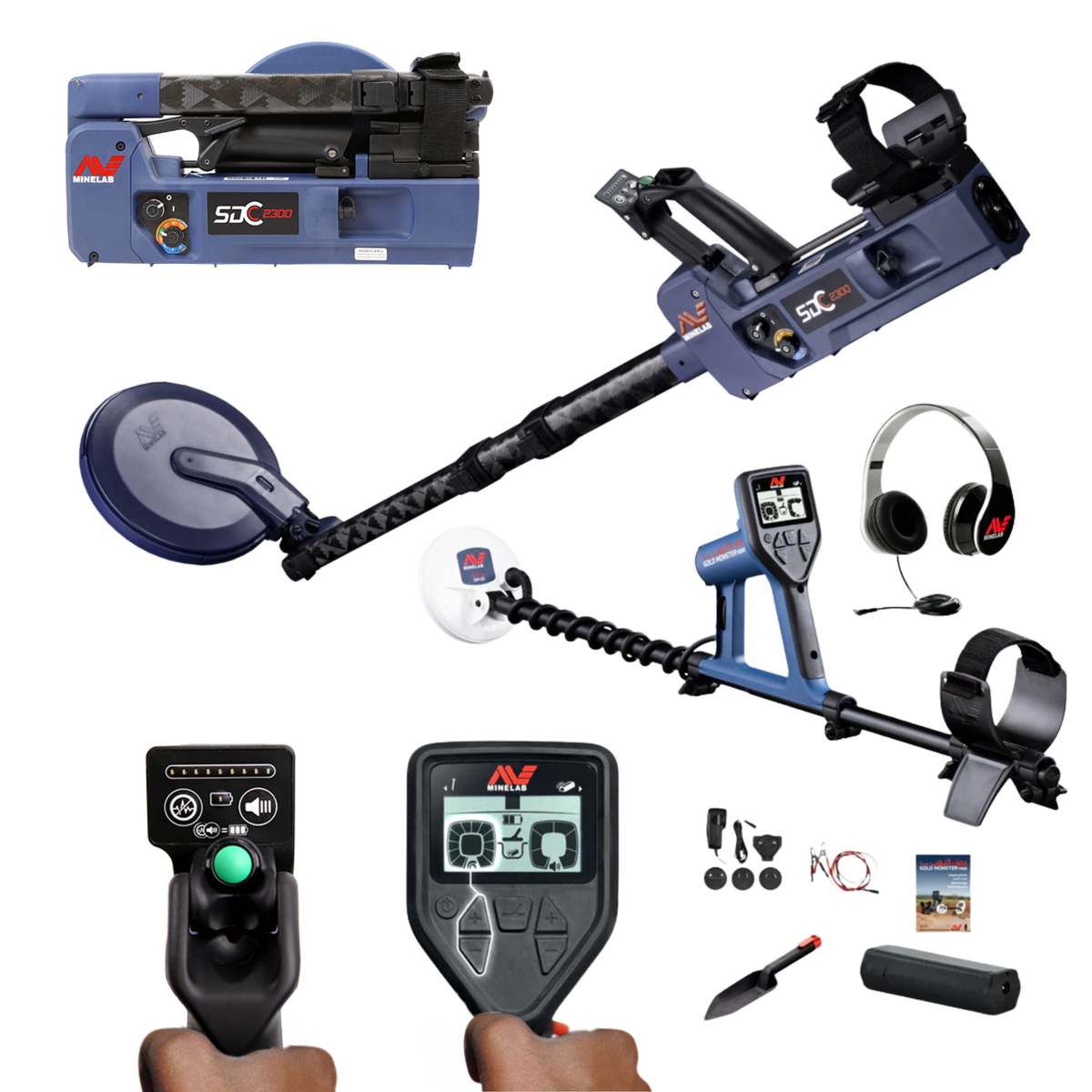 Metal Detect Sensor Module Independence Day Bundle — Minelab SDC 2300 + Gold Monster 1000 Prospec ...