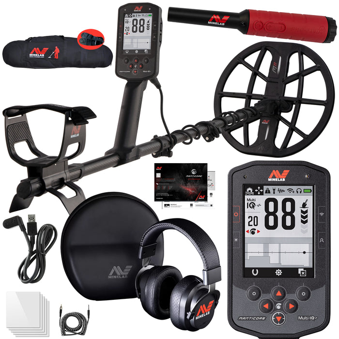 Minelab Manticore Multi-Frequency High Power Waterproof Metal Detector with Pro-Find 40 and Padded Bag