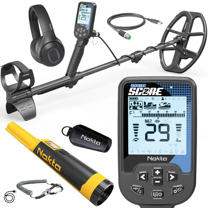 Nokta Double Score Waterproof, Multi-Frequency Metal Detector with Accupoint Pinpointer
