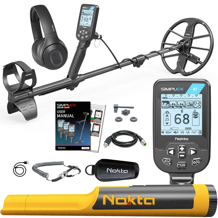 Nokta Simplex BT Next Generation Waterproof Metal Detector with Wireless Bluetooth Headphones and Pinpointer