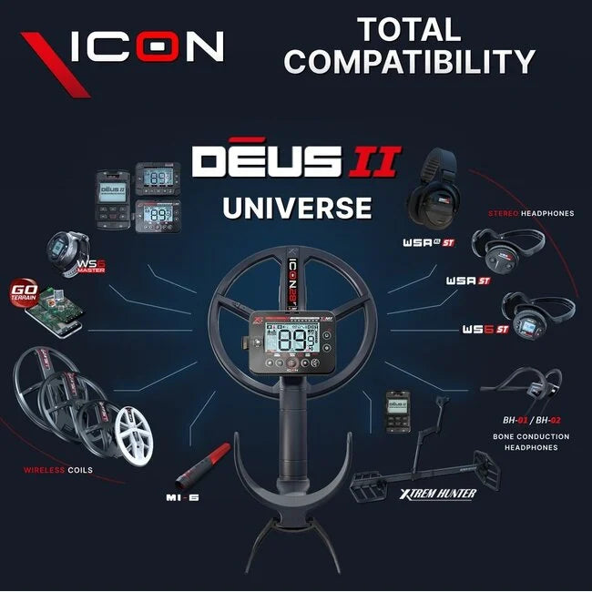 XP ICON Metal Detector Lightweight Wireless Multi-Frequency Detector with WSA ST Wireless Headphones